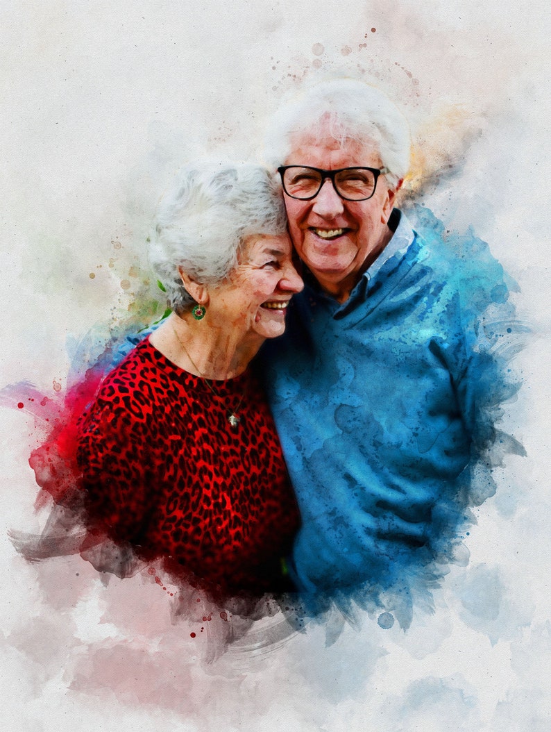 Anniversary Gift For Parents Custom Watercolor Portrait Etsy