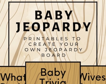 Baby Jeopardy Game Printables  l  Rustic Baby Shower Game  l  Woodland Baby Shower Theme