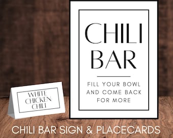 Chili Bar Sign & Placecards  l  Buffet Signs