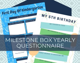 Milestone Box Printable Questionnaires  l  First Day of School Questionnaire  l  Birthday Questionnaire
