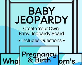 Blue Baby Jeopardy Game  l  Printable Baby Jeopardy Board  l  Interactive Baby Shower Game  l  Baby Boy Shower Game