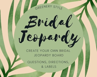 Bridal Jeopardy Game With Questions  l  Wedding Jeopardy  l  Greenery Bridal Shower Game