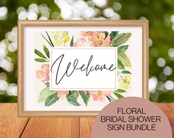 Floral Bridal Shower Sign Bundle  l  Bridal Shower Gift Sign  l  Love Is In Bloom Bridal Shower Theme  l  Spring Bridal Shower Signs