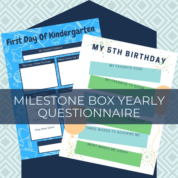 Milestone Box Printable Questionnaires L First Day of School | Etsy