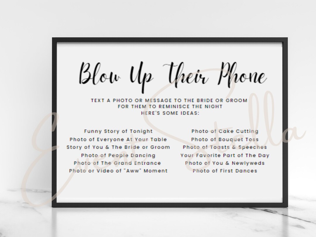 Blow up Their Phone Wedding Printable L Wedding Photo List L Etsy