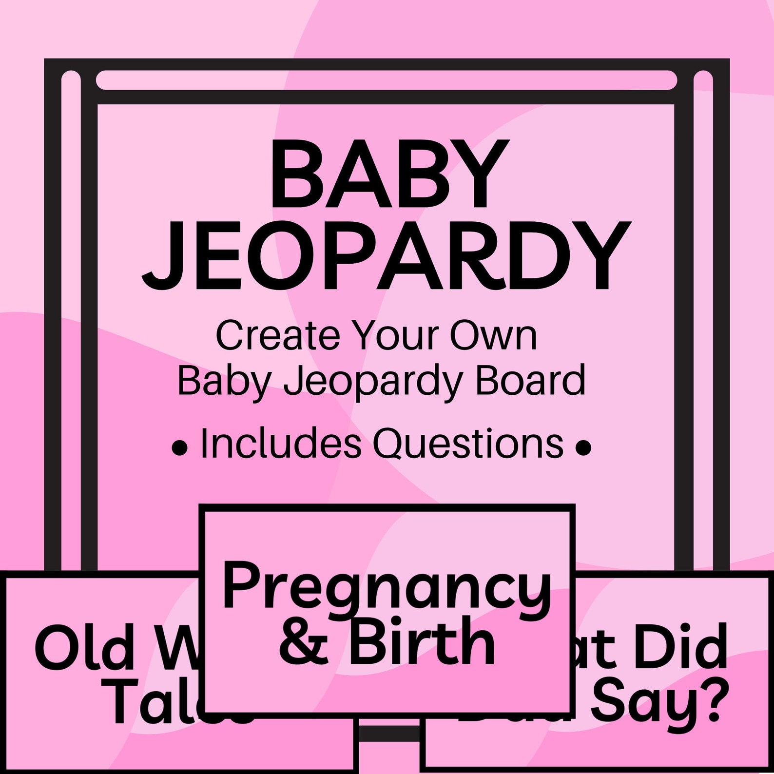 Pink Baby Jeopardy Game L Printable Baby Jeopardy Board L Baby Girl