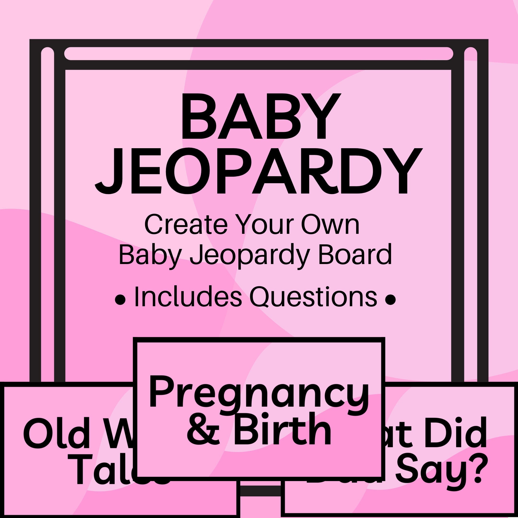 Pink Baby Jeopardy Game L Printable Baby Jeopardy Board L Baby Girl