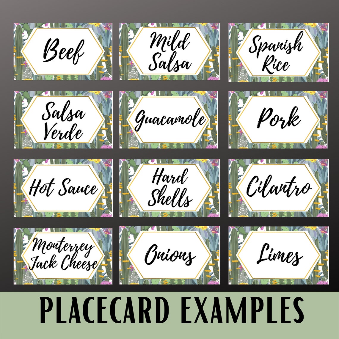 Taco Bar Sign &amp; Placecards Printable L Buffet Bar Sign L - Etsy