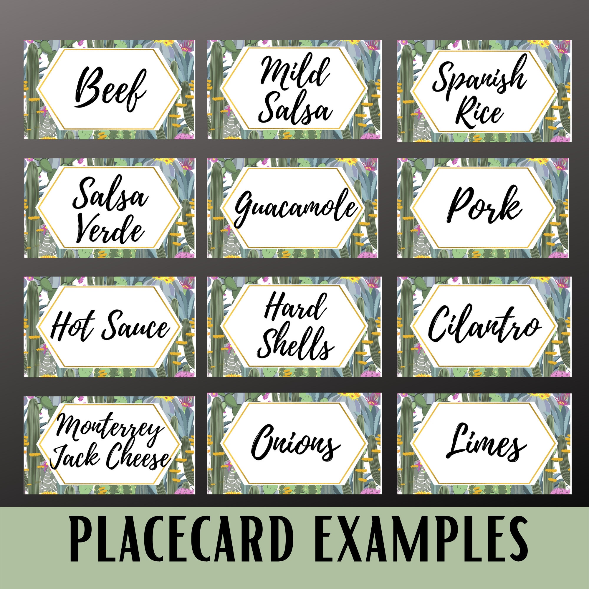 Taco Bar Sign & Placecards Printable L Buffet Bar Sign L - Etsy