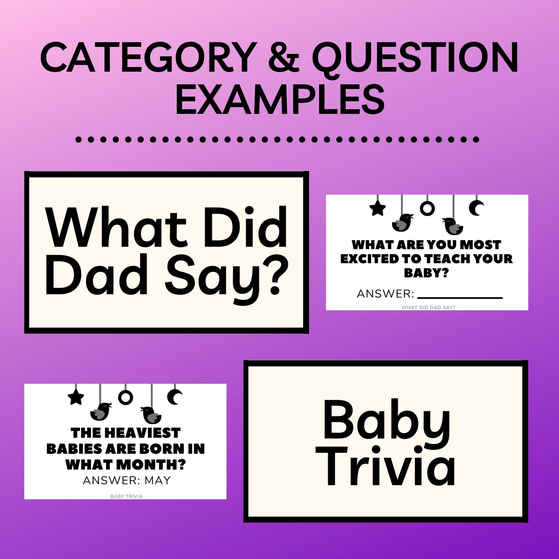 Baby Jeopardy Game Printables l Create Your Own Baby | Etsy