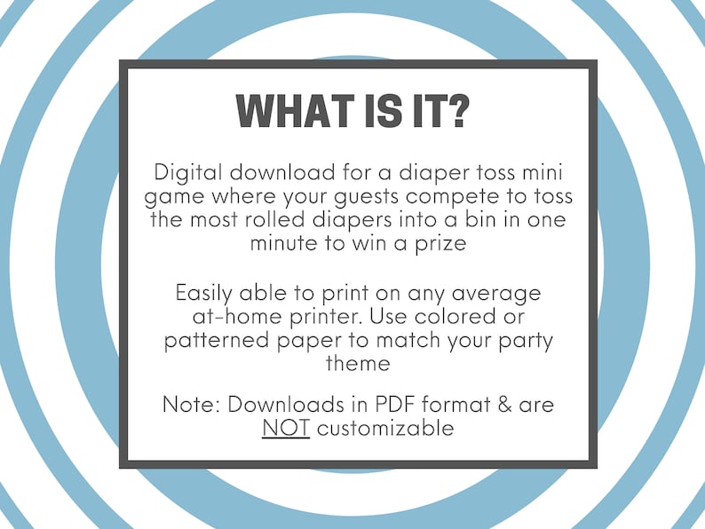 Diaper Toss Baby Shower Mini Game L Baby Shower Minute to Win It Games