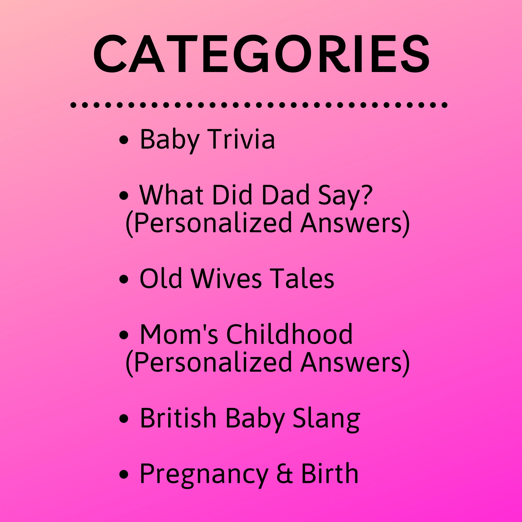 Baby Jeopardy Game Printables l Create Your Own Baby Etsy