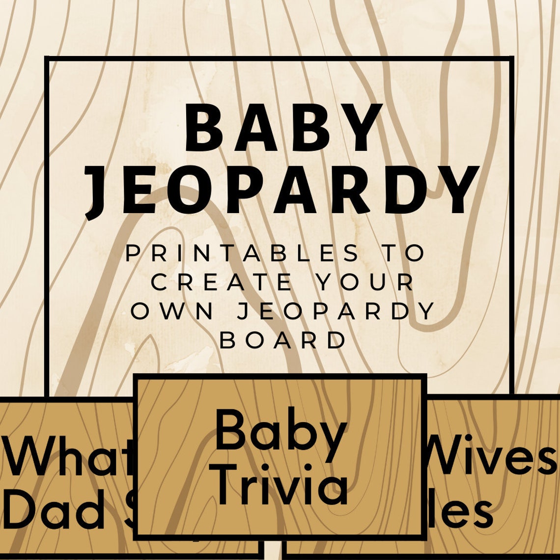 Baby Jeopardy Game Printables L Rustic Baby Shower Game L Etsy