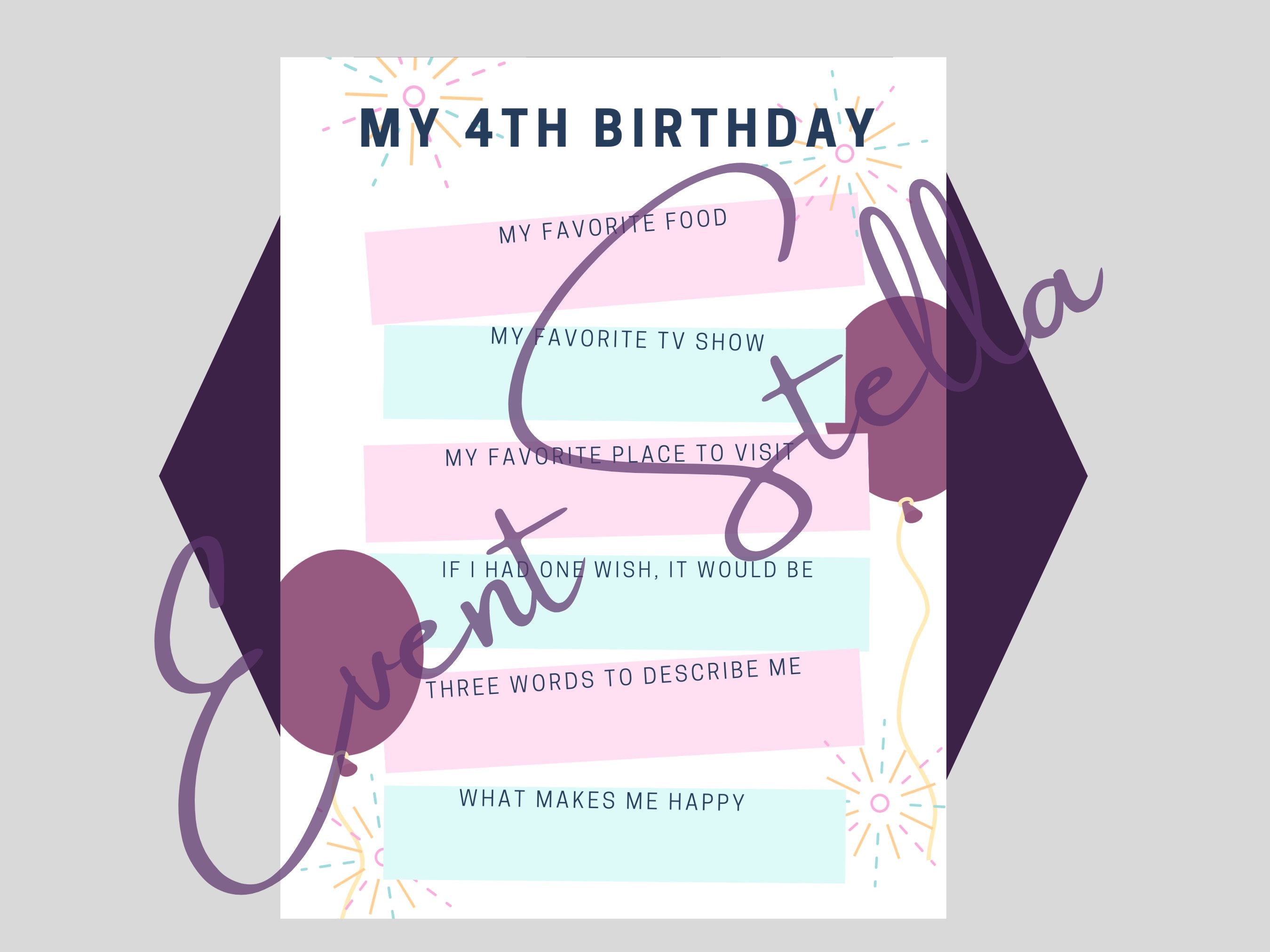 Milestone Box Printable Questionnaires Pink Version L First Day of ...