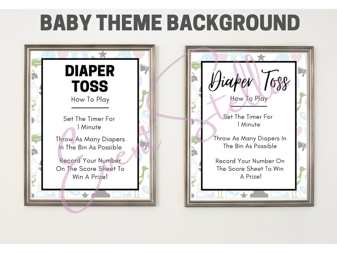 Diaper Toss Baby Shower Mini Game L Baby Shower Minute to Win Etsy