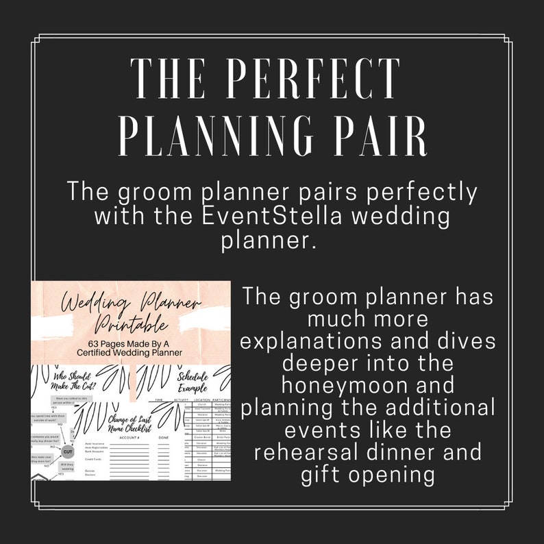 Groom's Wedding Planner l Printable Wedding Planner For Grooms l Honeymoon Planner l Engagement Gift image 4