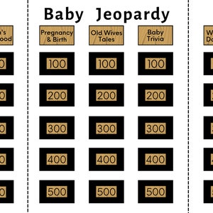 Baby Jeopardy Game Printables L Rustic Baby Shower Game L Woodland Baby ...
