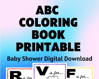 ABC Coloring Book Printable  l  Baby Shower Activity  l  Interactive Baby Shower Game