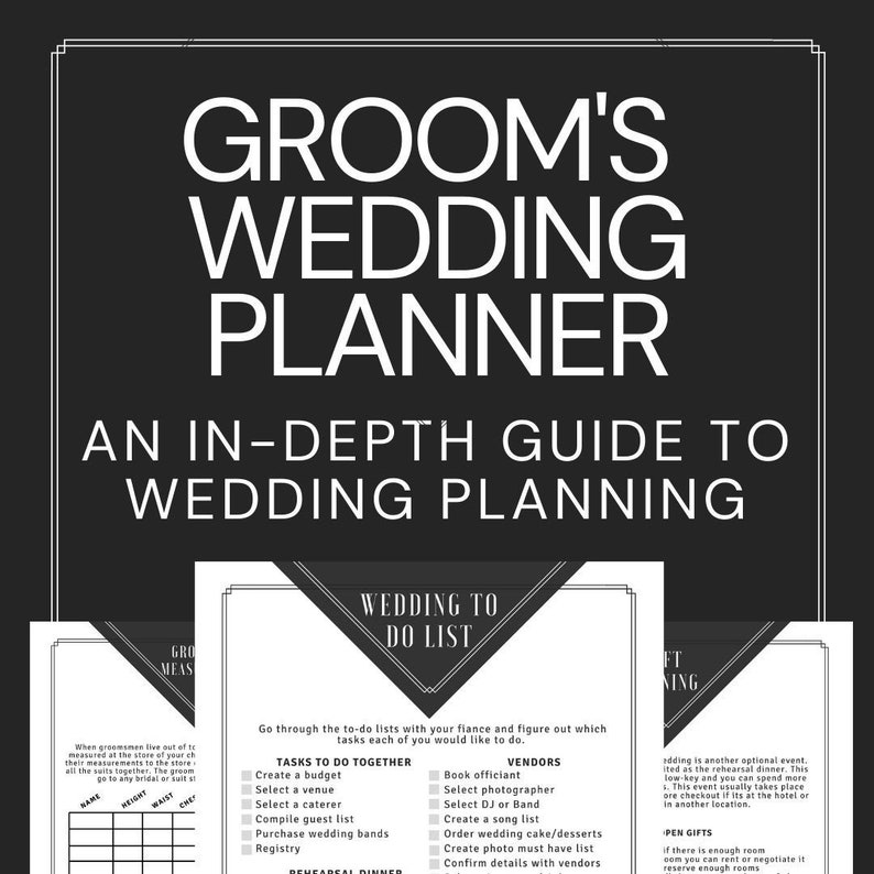 Groom's Wedding Planner l Printable Wedding Planner For Grooms l Honeymoon Planner l Engagement Gift image 1