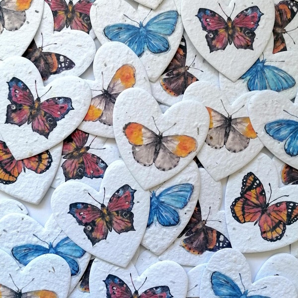 50 Seed Paper Butterflies Packed With UK Native Wildflower Seeds - Watercolour Seeded Paper Shapes Funeral Favours Butterfly Confetti