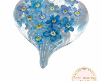 Forget Me Not Heart Keepsake: Dried Flower Memorial Gift