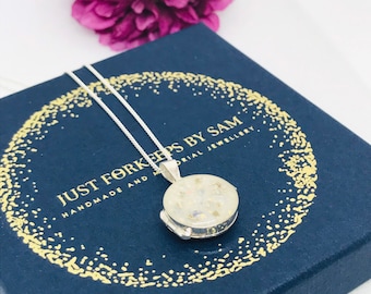 Sterling Silver Ashes Locket Necklace: Pet/Hair Memorial Pendant
