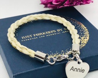 Horsehair Braided Bracelet: Engraved Memorial Keepsake
