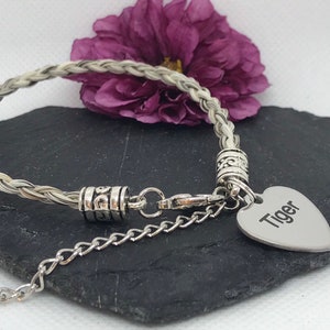 Horsehair Bracelet, Horse Hair Memorial, Braided Bracelet, Horsehair Keepsake, Horsehair Jewellery, Engraved Horse Hair Bracelet