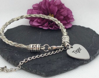 Horsehair Bracelet, Horse Hair Memorial, Braided Bracelet, Horsehair Keepsake, Horsehair Jewellery, Engraved Horse Hair Bracelet