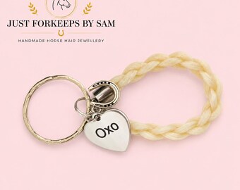 Braided Horse Hair Keyring: Engraved Personalised Keepsake, Horsehair Memorial Key Chain Equestrian gift