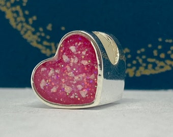 Sterling Silver Heart Charm: Pet Ashes Keepsake Bead