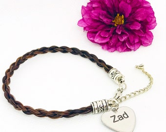 Braided Horse Hair Bracelet: Engraved Personalised Keepsake Jewellery Made with your hair