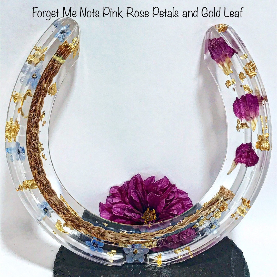 Resin Horse Shoe, Keepsake Horseshoe, Horse Hair Horseshoe, Floral