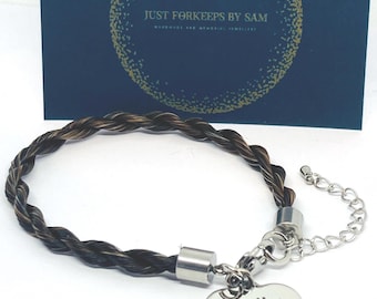 Twisted Horsehair Bracelet: Engraved Memorial Keepsake