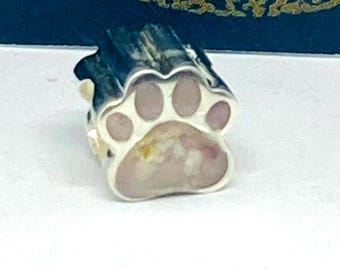 Sterling Silver Paw Charm: Pet Ashes Keepsake Bead for Pandora Bracelet