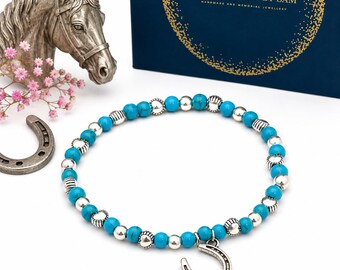 Beaded bracelet with Horseshoe Charm - Equestrian Jewellery- Western Jewellery- Line dancing