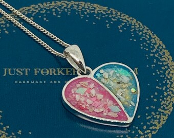 Sterling Silver Divided Heart Memorial Necklace: Hair/Ashes/Fur Keepsake
