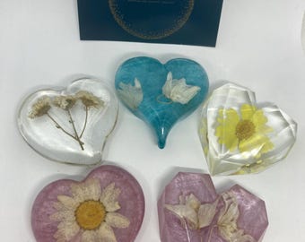 Orchid heart Anniversary,  Daisy heart, Keepsake heart,  Flower Heart Pocket hug,