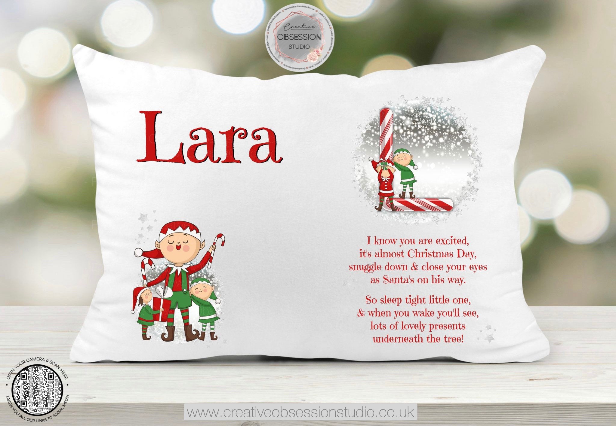 Personalised Christmas Pillow Case Elf on the shelf Candy Etsy