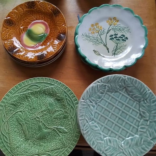 Assorted European Majolica Plates/ Bordello Pinheiro, France / Salins les Bains France/ Italy/ the morning glory plate sold