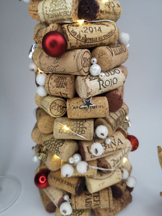 Christmas tree made of wine cork with standalone illumination Etsy