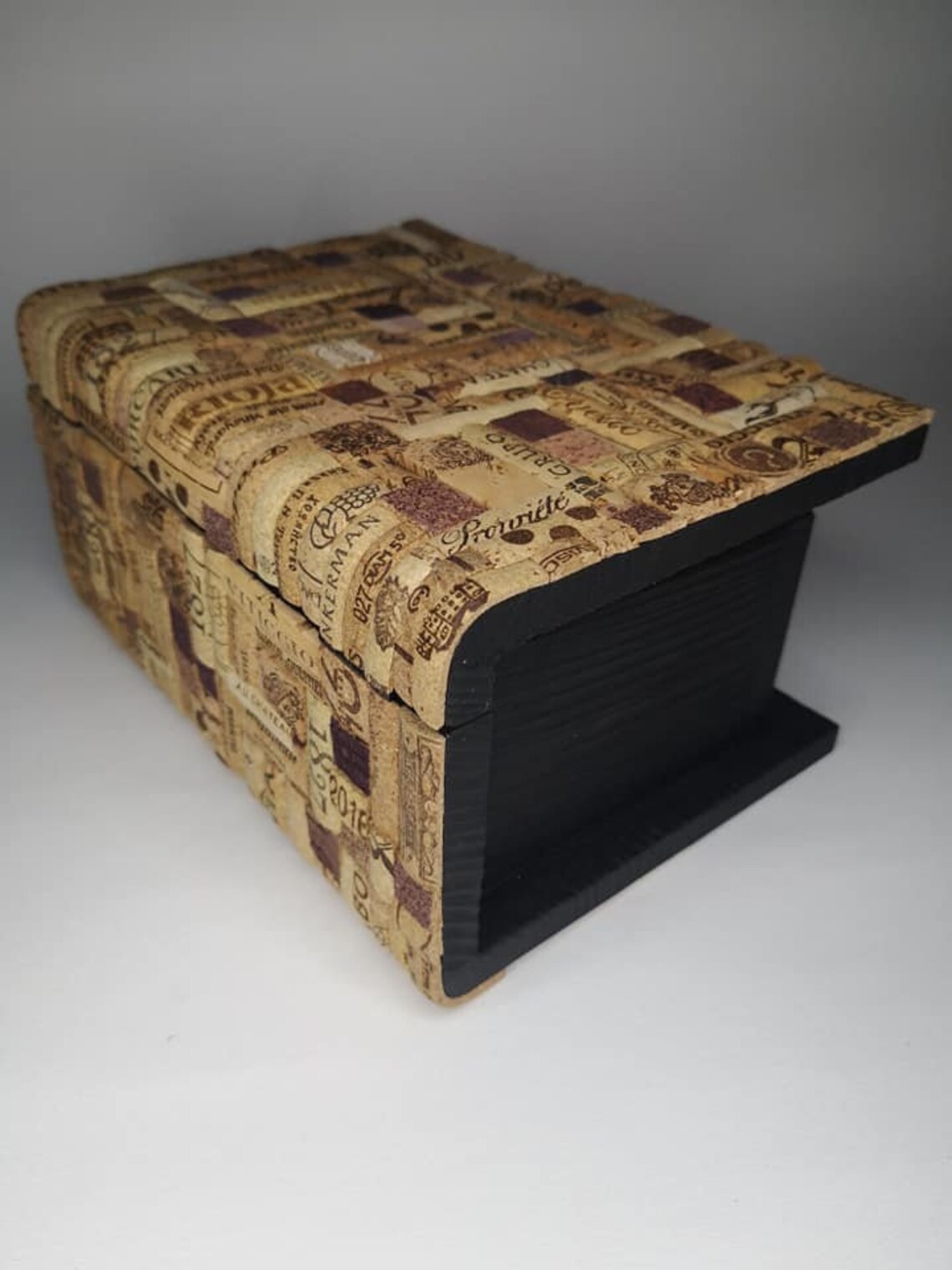 Rectangular Wood & Cork Mosaic Jewelry Chest Box / Designer Etsy