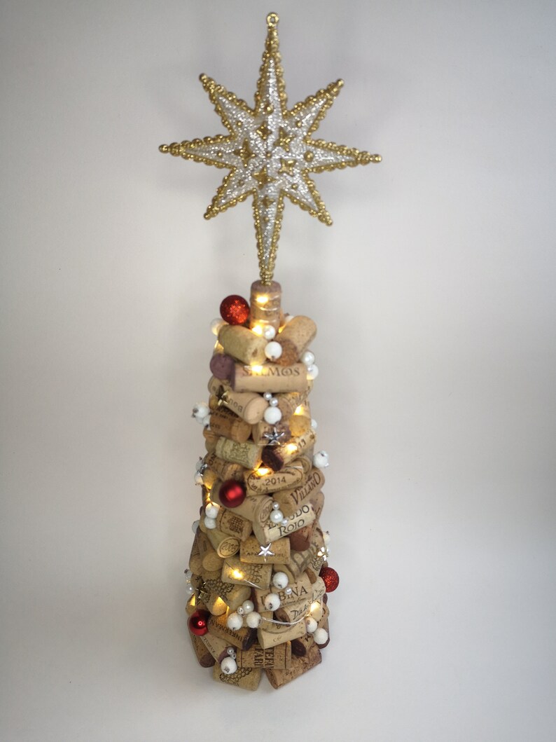 Christmas tree made of wine cork with standalone illumination Etsy