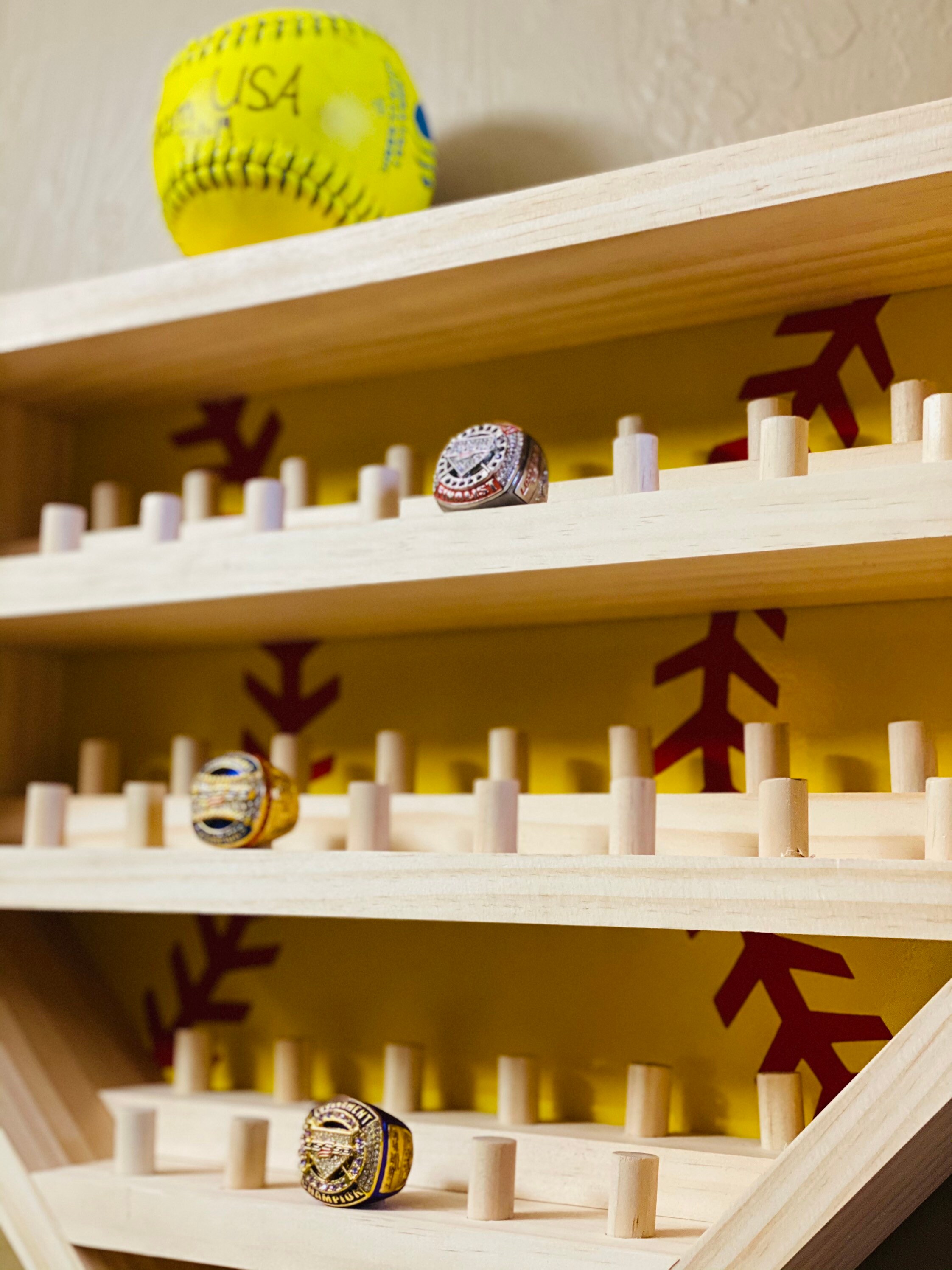 Display Racks For Softball Rings Softball Home Plate Ring Display - Etsy