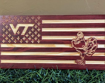 Hokie Wooden Flag - 18x9.25