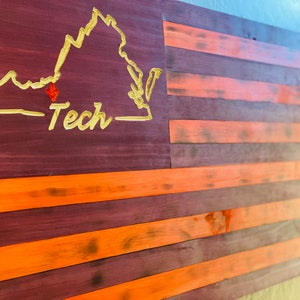 Virginia Tech Custom Wooden Flag