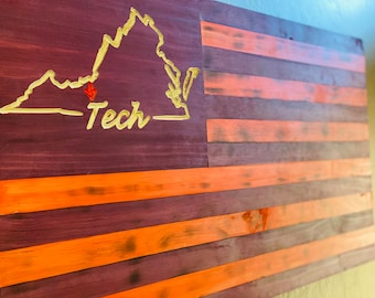 Virginia Tech Custom Wooden Flag