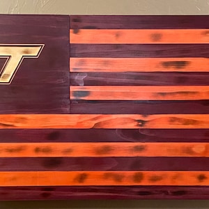 Virginia Tech Wooden Flag