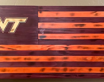 Virginia Tech Wooden Flag