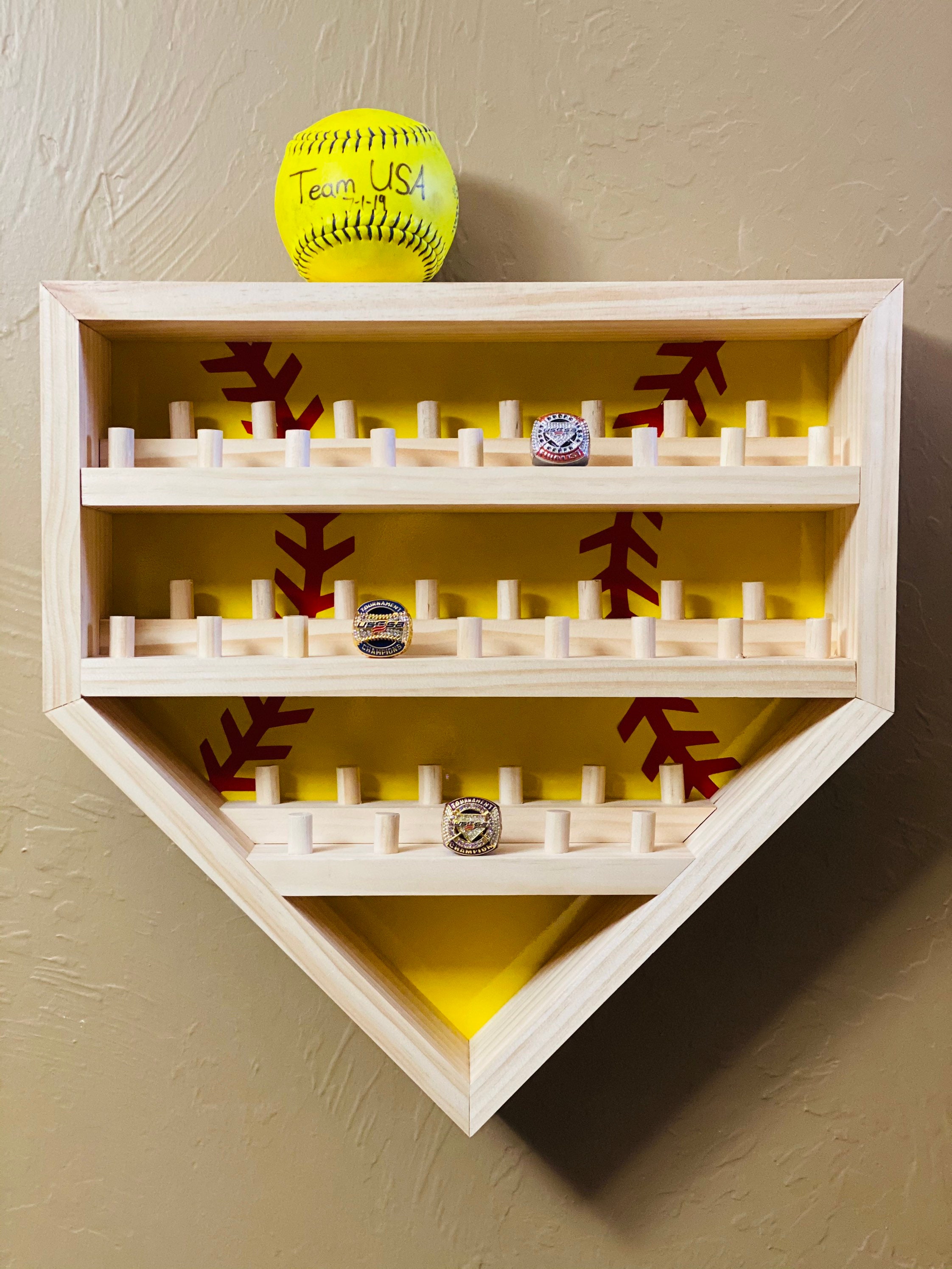 Home plate championship ring shop display case